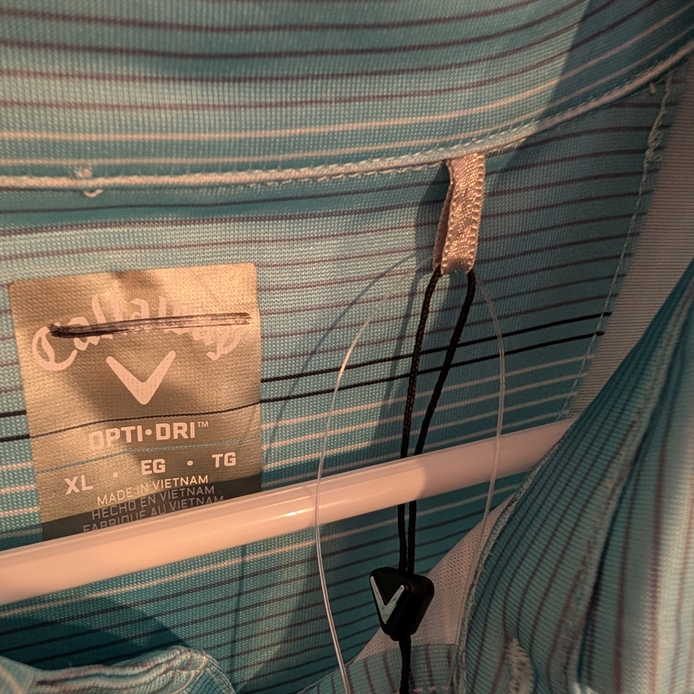 Callaway Men’s Light Blue Striped Polo Shirt NWT - Picture 3 of 4